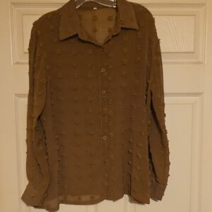 Women's Brown Textured Dotted Blouse